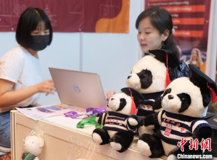 北京理工大學(xué)帶來(lái)可愛熊貓玩偶，頗為吸睛 陳悅 攝