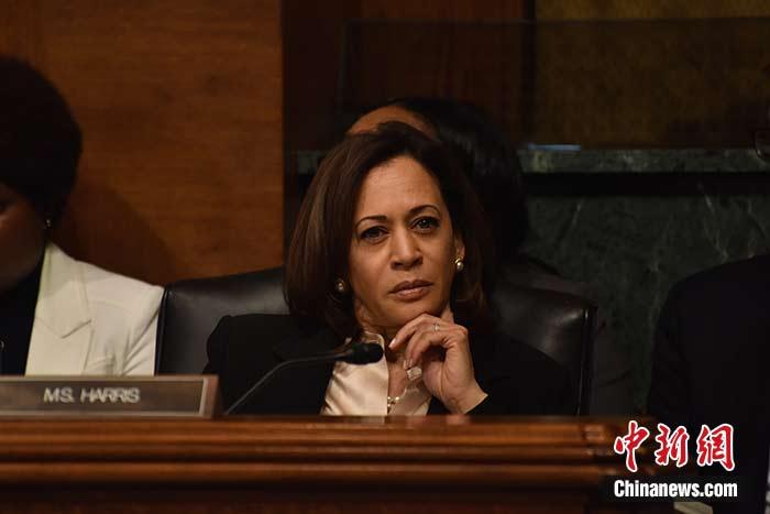 當(dāng)?shù)貢r(shí)間8月11日，美國前副總統(tǒng)、已經(jīng)鎖定民主黨總統(tǒng)候選人提名的拜登選定聯(lián)邦參議員卡瑪拉·哈里斯為其競(jìng)選搭檔、民主黨副總統(tǒng)候選人。哈里斯成為美國歷史上首位被提名為副總統(tǒng)候選人的非裔女性。圖為哈里斯此前出席國會(huì)聽證會(huì)(資料圖)。<a target='_blank' href='/'><p  align=