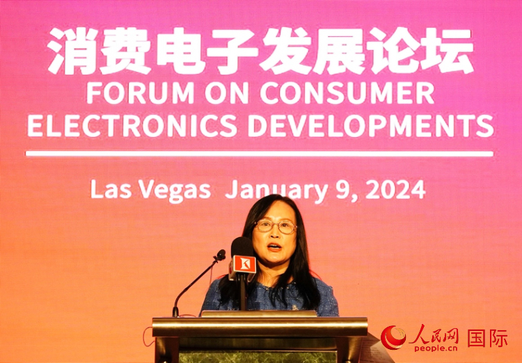 中國機電產(chǎn)品進出口商會副會長劉春致辭。人民網(wǎng)記者 鄧圩攝