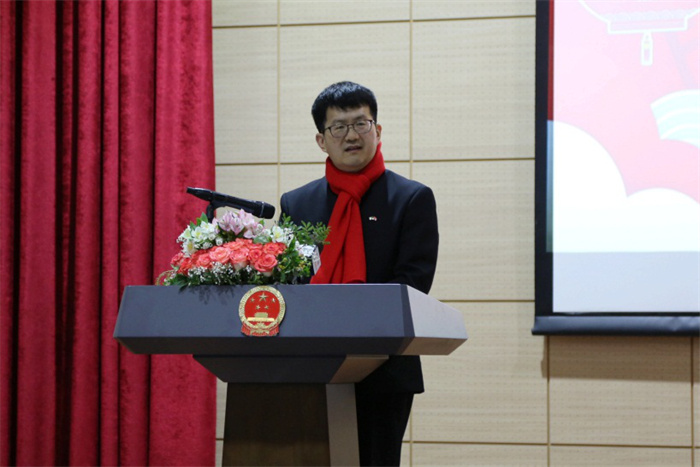 中國駐阿爾及利亞大使李健致辭。中國駐阿爾及利亞大使館供圖