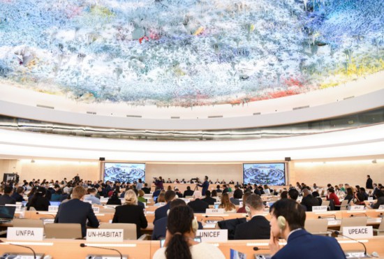 這是1月23日在瑞士日內(nèi)瓦拍攝的聯(lián)合國人權理事會第四輪國別人權審議現(xiàn)場。新華社記者連漪攝