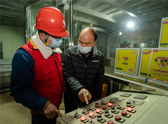 電力工作人員對用電企業(yè)進行指導(dǎo)。受訪單位供圖