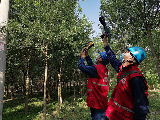 工作人員進(jìn)行紅外測(cè)溫及超聲波局部放電檢測(cè)。 王亮攝