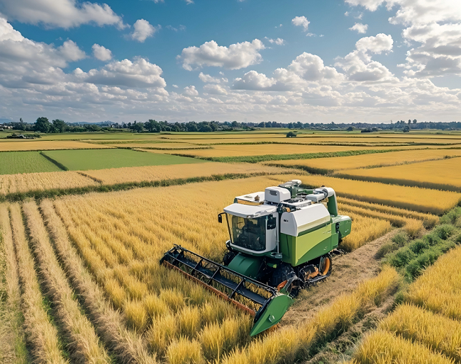 河南省信陽市羅山縣水稻種植戶抓住有利天氣搶收水稻。黃錢錢攝