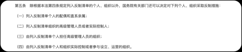 《反外國制裁法》明確規(guī)定反制對象。