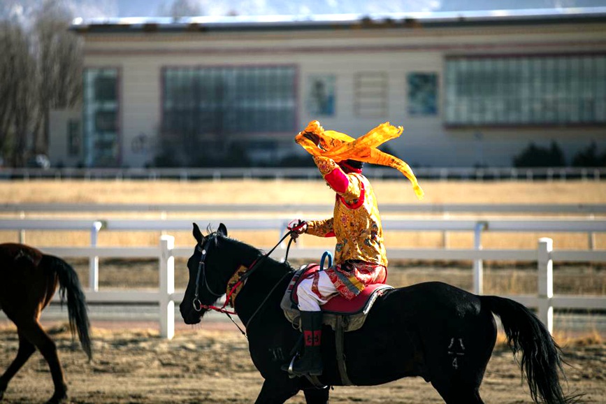藏歷新年，精彩的馬術(shù)表演。張靜攝