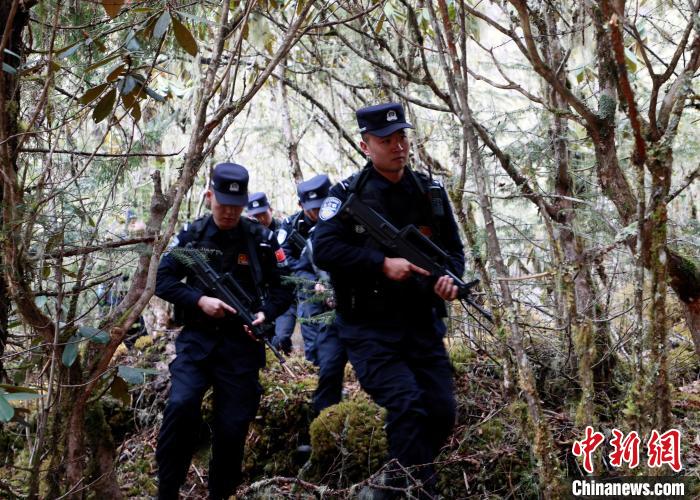 山南邊境管理支隊玉麥邊境派出所民警在邊境原始森林里開展邊境巡邏?！∴嶇?攝