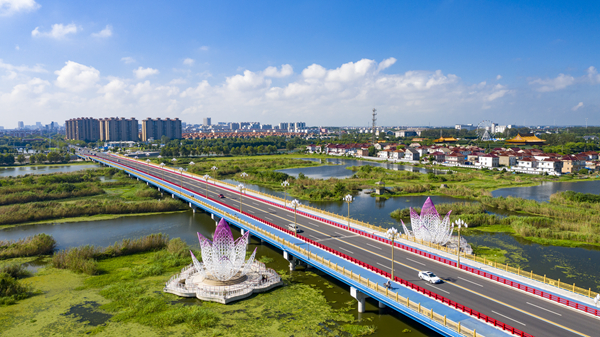 從興化城區(qū)長安路延伸至菜花大道的“千垛美路”。周社根攝